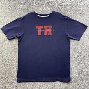 Tommy Hilfiger Shirt Mens Large Navy Blue Sleepwear Logo Short Sleeve Top Mens L